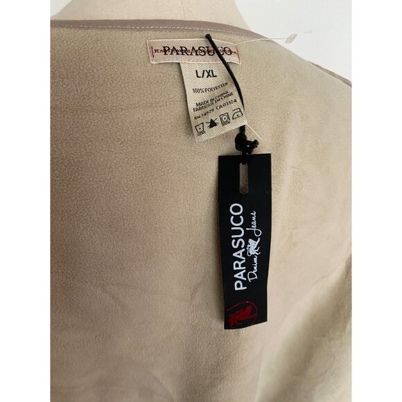 PARASUCO Beige Brown Plaid Sherpa Cape Shawl Poncho Jacket New with Tags Sz L/XL - Picture 5 of 13